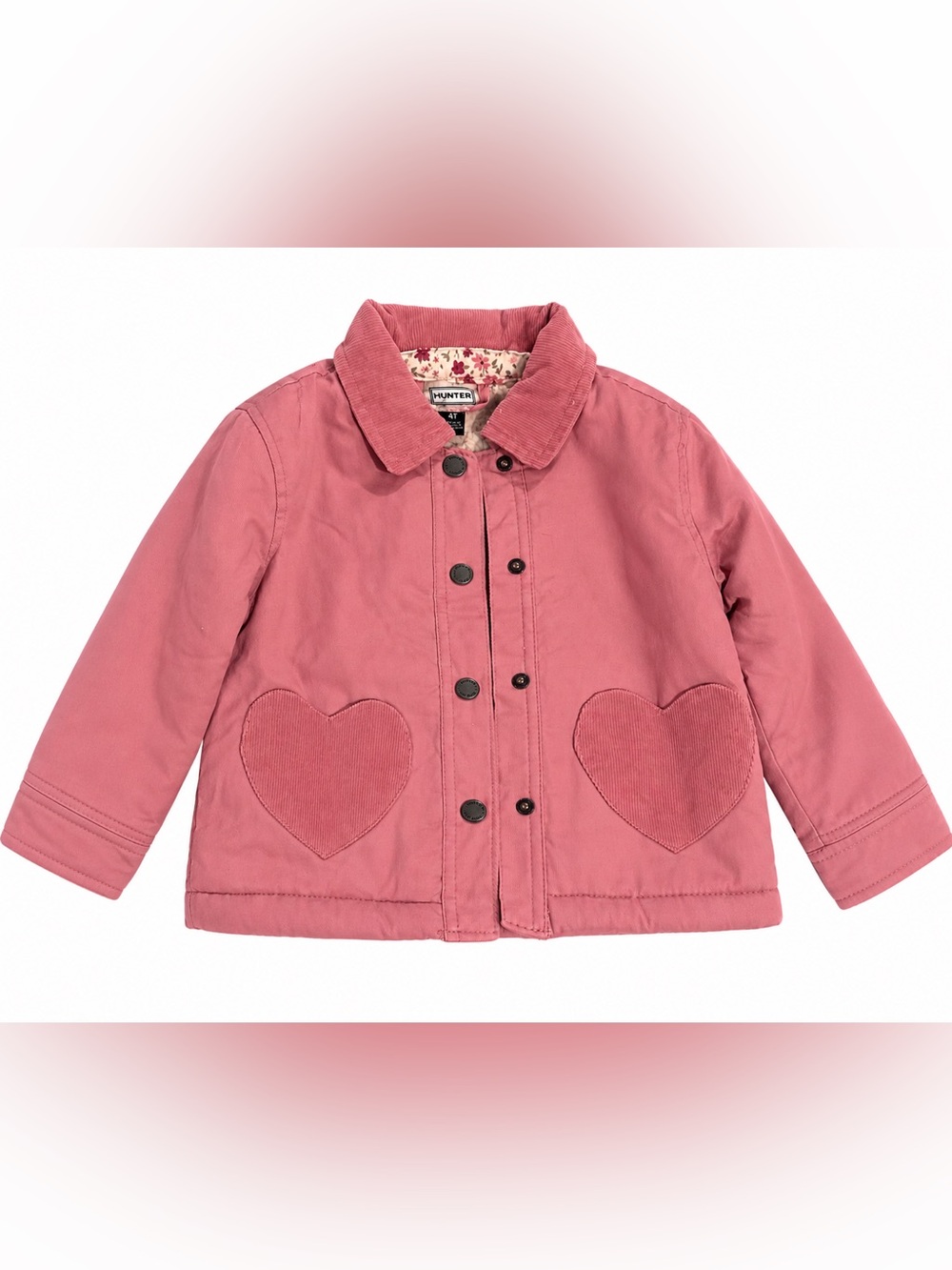 Hunter girls pink heart fall Jacket fleece lined size 4